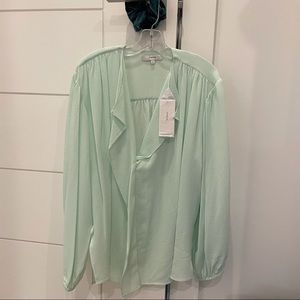 Vince shirred long sleeve silk blouse, xs, NWT